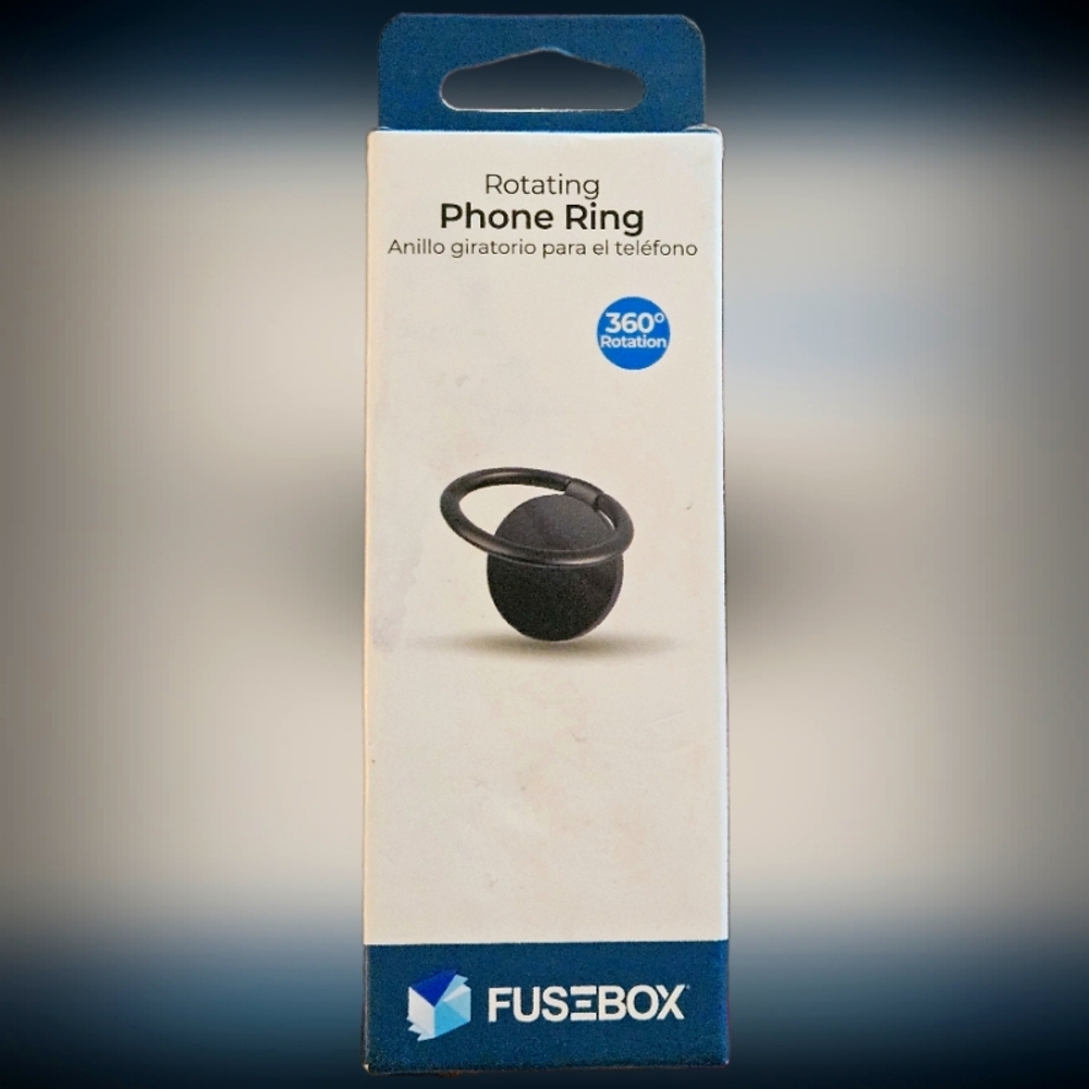 NWT FUSEBOX 360° ROTATING TITANIUM PLATED PHONE RING FOR ANY/ALL DEVICES!